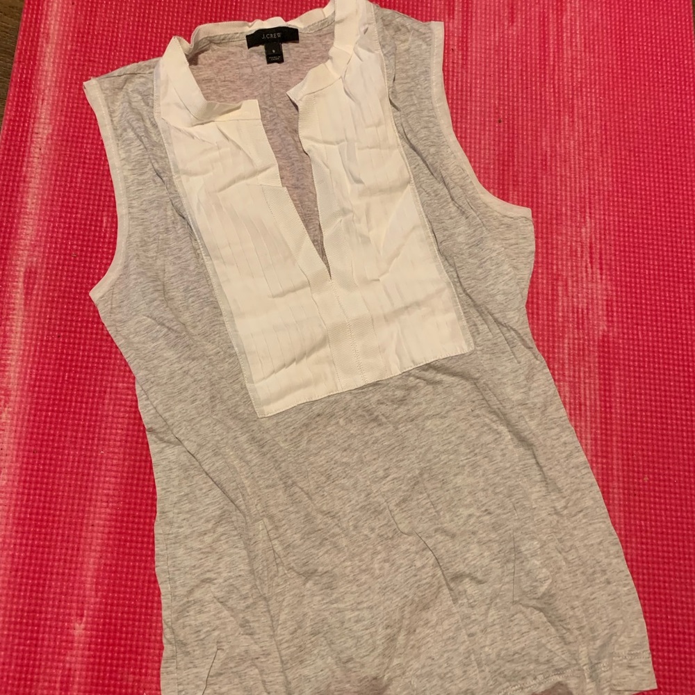 J. Crew Gray and White Sleeveless Top